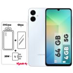 گوشی سامسونگ Galaxy A06 5G دو سیم کارت 64 گیگابایت و رم 4 گیگابایت - به همراه شارژر 25 وات سامسونگ، 2 عدد کاور و 1 عدد محافظ صفحه نمایش