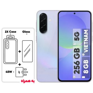 گوشی موبایل سامسونگ مدل Galaxy A36 دو سیم کارت ظرفیت 256 گیگابایت و رم 8 گیگابایت - ویتنام - به همراه شارژر 45 وات سامسونگ، 2 عدد قاب و 1 عدد محافظ صفحه نمایش